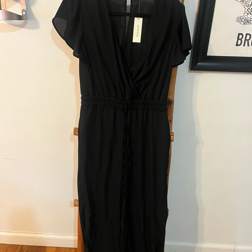Francesca's Black Flutter Sleeve Jumpsuit for Cocktail Nights